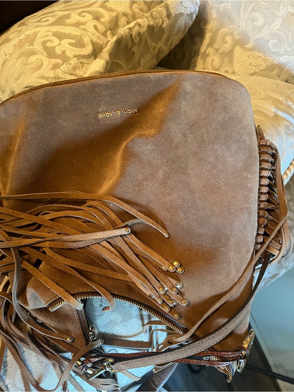Michael Kors Brown Suede Fringe Shoulder Bag - Picture 5 of 6